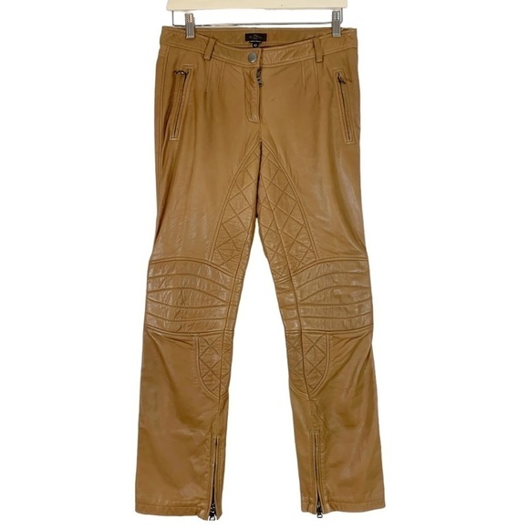 Etro Lamb Leather Low Rise Straight leg Moto Pants Size EU 42